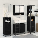 Set di mobili per il bagno 4 pcs Rovere Nero Legno truciolato