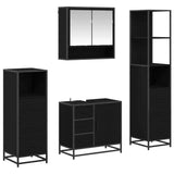 Set di mobili per il bagno 4 pcs Rovere Nero Legno truciolato