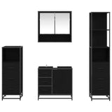 Set di mobili per il bagno 4 pcs Rovere Nero Legno truciolato