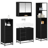Set di mobili per il bagno 4 pcs Rovere Nero Legno truciolato
