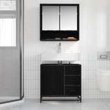 Set di mobili per il bagno 2 pcs Rovere Nero Legno truciolato