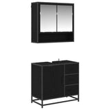 Set di mobili per il bagno 2 pcs Rovere Nero Legno truciolato