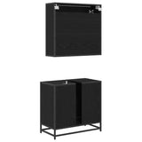 Set di mobili per il bagno 2 pcs Rovere Nero Legno truciolato