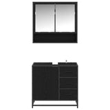 Set di mobili per il bagno 2 pcs Rovere Nero Legno truciolato