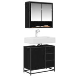 Set di mobili per il bagno 2 pcs Rovere Nero Legno truciolato
