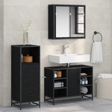 Set di mobili per il bagno 3 pcs Rovere Nero Legno truciolato