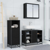 Set di mobili per il bagno 3 pcs Rovere Nero Legno truciolato