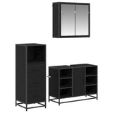 Set di mobili per il bagno 3 pcs Rovere Nero Legno truciolato