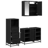 Set di mobili per il bagno 3 pcs Rovere Nero Legno truciolato