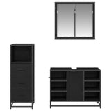 Set di mobili per il bagno 3 pcs Rovere Nero Legno truciolato