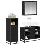 Set di mobili per il bagno 3 pcs Rovere Nero Legno truciolato