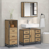 Set di mobili per il bagno con porta 3 pcs Rovere artigianale