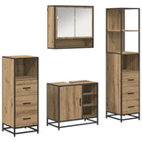 Set di mobili per il bagno 4 pz Rovere artigianale