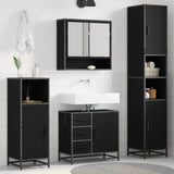 Set di mobili per il bagno 3 pcs Rovere Nero Legno truciolato
