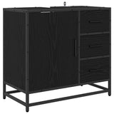 Set di mobili per il bagno 3 pcs Rovere Nero Legno truciolato