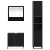 Set di mobili per il bagno 3 pcs Rovere Nero Legno truciolato