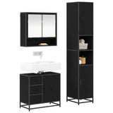 Set di mobili per il bagno 3 pcs Rovere Nero Legno truciolato