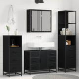 Set di mobili per il bagno 4 pcs Rovere Nero Legno truciolato