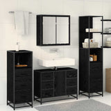 Set di mobili per il bagno 4 pcs Rovere Nero Legno truciolato