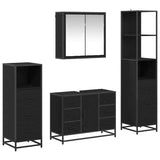 Set di mobili per il bagno 4 pcs Rovere Nero Legno truciolato