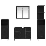 Set di mobili per il bagno 4 pcs Rovere Nero Legno truciolato