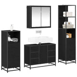Set di mobili per il bagno 4 pcs Rovere Nero Legno truciolato