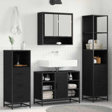 Set di mobili per il bagno 3 pcs Rovere Nero Legno truciolato
