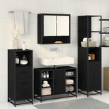 Set di mobili per il bagno 3 pcs Rovere Nero Legno truciolato