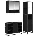 Set di mobili per il bagno 3 pcs Rovere Nero Legno truciolato