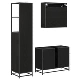 Set di mobili per il bagno 3 pcs Rovere Nero Legno truciolato