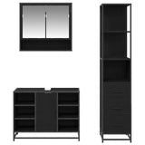 Set di mobili per il bagno 3 pcs Rovere Nero Legno truciolato