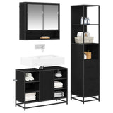 Set di mobili per il bagno 3 pcs Rovere Nero Legno truciolato