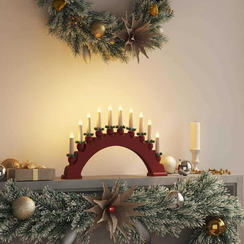Arco di Candele di Natale con 10 Candele LED Rosso