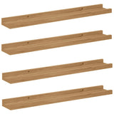 Scaffale da parete con lo scaffale 4 pcs Marrone 60 x 9 x 3 cm