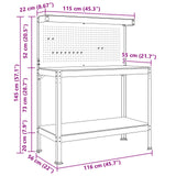 Banchi da lavoro Nero 114 x 54 x 145 cm Legno truciolato