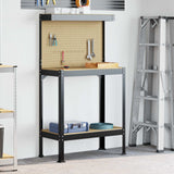 Banco da lavoro con lo scaffale Nero 81 x 41 x 145 cm