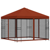 Gazebo da giardino con pareti laterali 3 x 3 m Terracotta