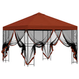 Gazebo da giardino con pareti laterali 3 x 3 m Terracotta