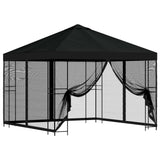 Gazebo da giardino con pareti laterali 3 x 3 m Nero