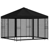 Gazebo da giardino con pareti laterali 3 x 3 m Nero