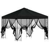 Gazebo da giardino con pareti laterali 3 x 3 m Nero