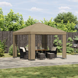 Gazebo 3 x 3 m Beige Poliestere e Acciaio 190 gsm