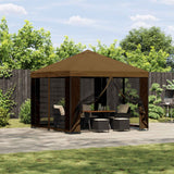 Gazebo 3 x 3 m Tortora Poliestere e Acciaio 190 gsm