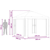 Gazebo 3 x 3 m Tortora Poliestere e Acciaio 190 gsm