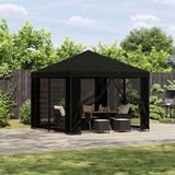Gazebo 3 x 3 m Nero Poliestere e Acciaio 190 gsm