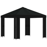Gazebo 3 x 3 m Nero Poliestere e Acciaio 190 gsm
