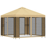 Gazebo da giardino con pareti laterali 3 x 3 m Crema