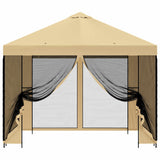 Gazebo da giardino con pareti laterali 3 x 3 m Crema