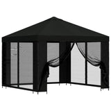 Gazebo da giardino con pareti laterali 3 x 3 m Nero