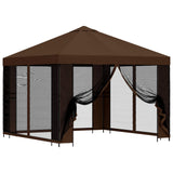 Gazebo da giardino con pareti laterali 3 x 3 m Marrone